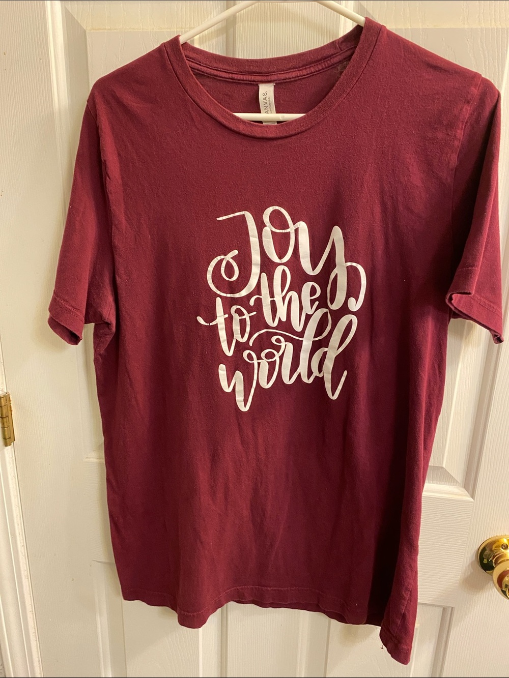 Bella Canvas Maroon Size Large Joy to the World' Short Sleeve Graphic Tee